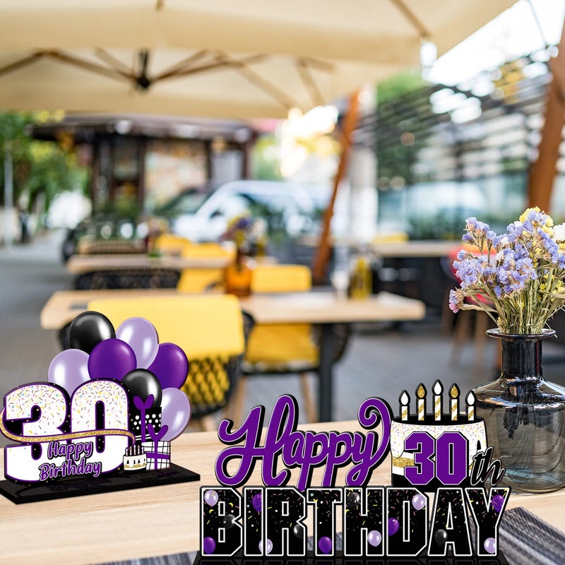 LINGTEER Happy 30th Birthday Purple Acrylic Table Topper Centerpieces Set - Cheers to Thirty Years Old Birthday 30th Bday Party Gift Decorations. - Image 5
